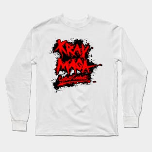 Krav Maga Contact Combat - Red on Black Long Sleeve T-Shirt